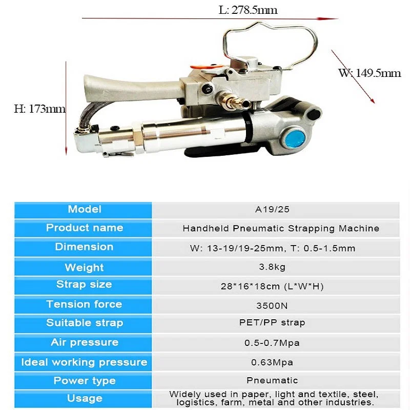 Handheld pneumatic combination Tool for Strapping, Pet Strapping Tool, Pneumatic Strapping Tool, Combination Strapping Tool Ręczne pneumatyczne narzędzie kombinowane do pasowania, narzędzie do pasowania zwierząt, pneumatyczne narzędzie do pasowania, narzędzie kombinowane do pasowania